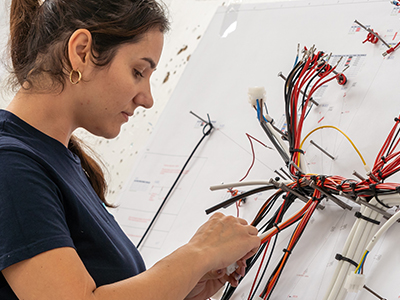 Woman and wiring loom